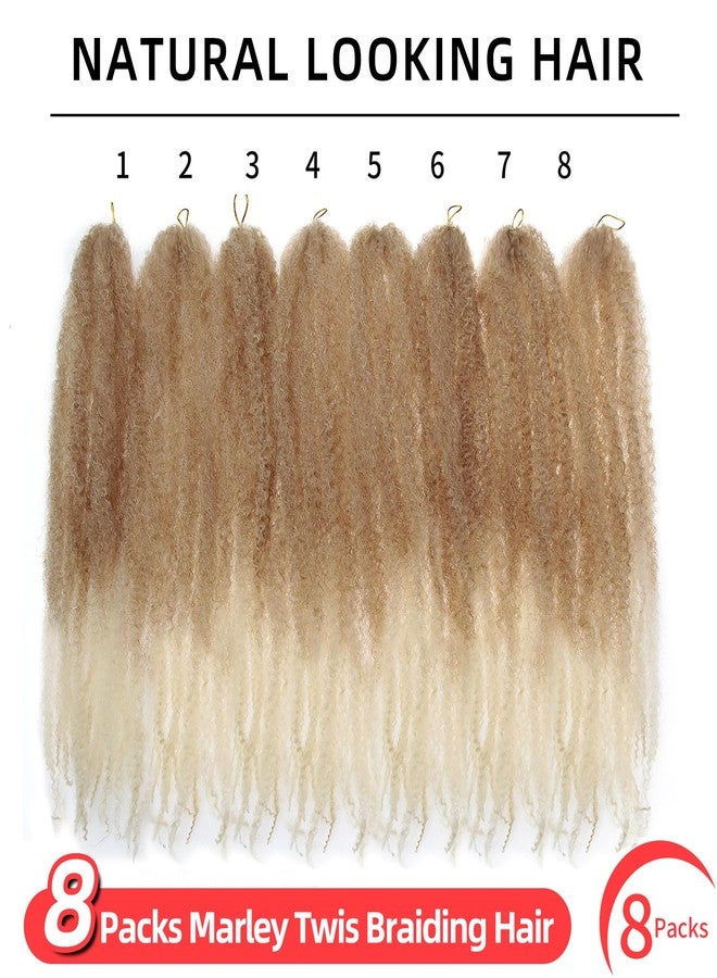 QRHSUKA Marley Twist Braiding Hair 18 Inch Marley Twist Hair 8 Packs Cuban Twist Hair Afro Kinky Curly Crochet Hair Synthetic Marley Hair Extensions (18 Inch(Pack of 8),T27/613) - Image 2